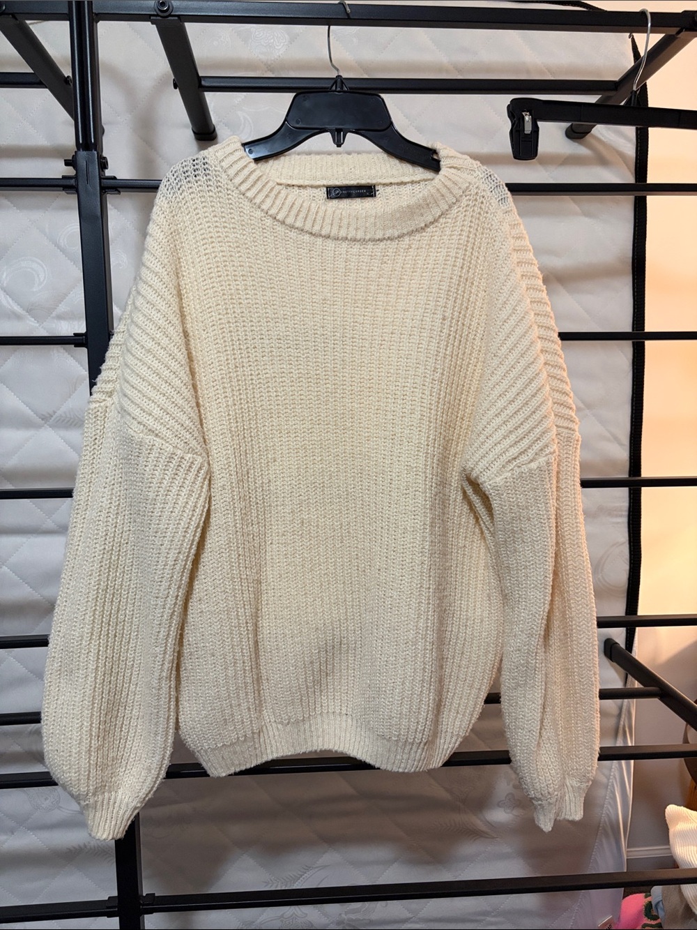 Cozy Cream Ribbed Crewneck Sweater
